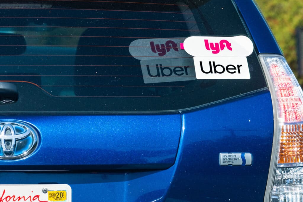 Vehicle offering rides for Uber and Lyft.